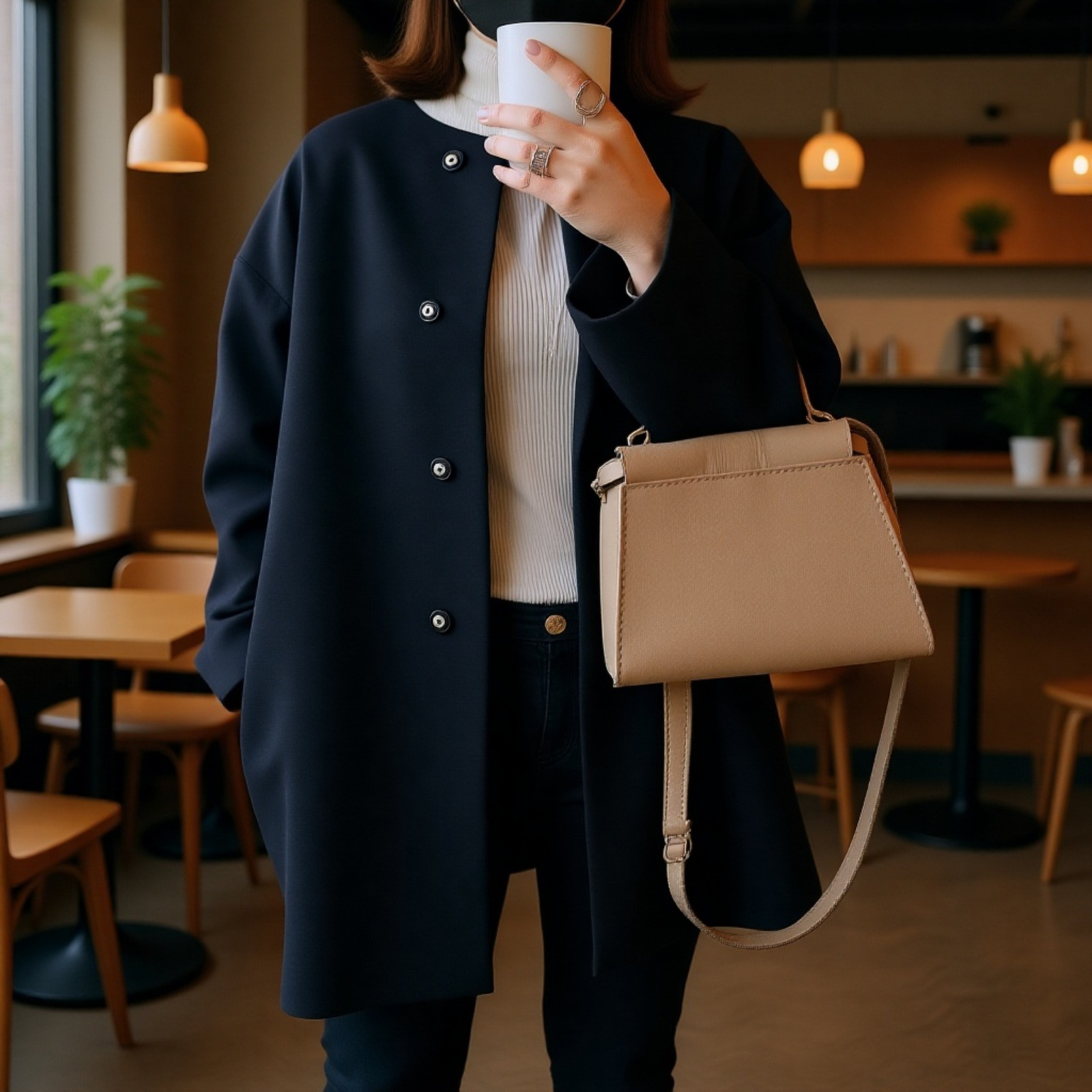 솔리드 일자핏 여성 코트 앞모습