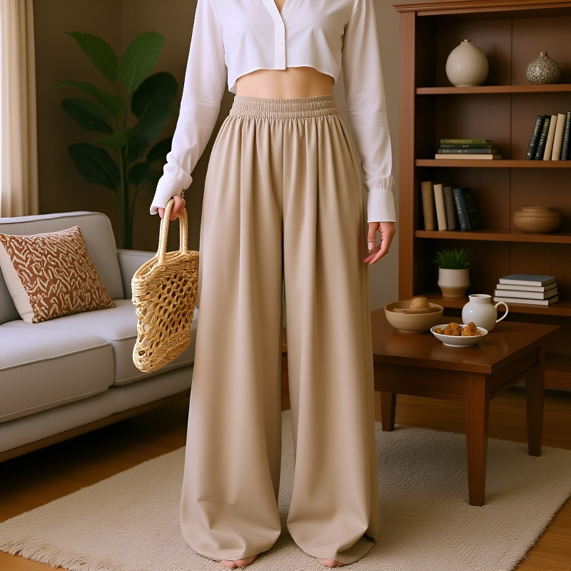 涼しいアイスシルク生地のレディースパンツ