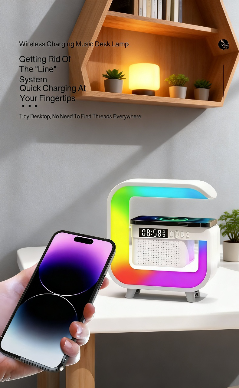 Modern night light alarm clock with Bluetooth speaker functionality
