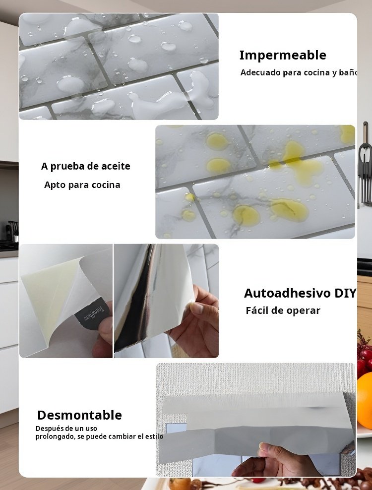 Azulejos adhesivos 3D para decoración de interiores