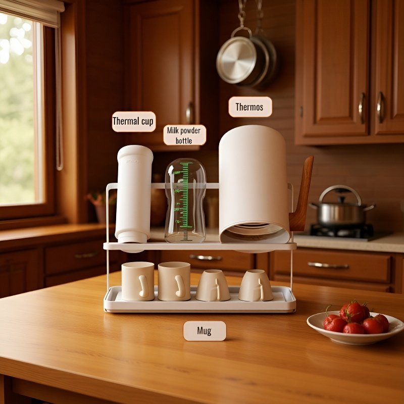 Double-Layer Kitchen Countertop Cup Rack