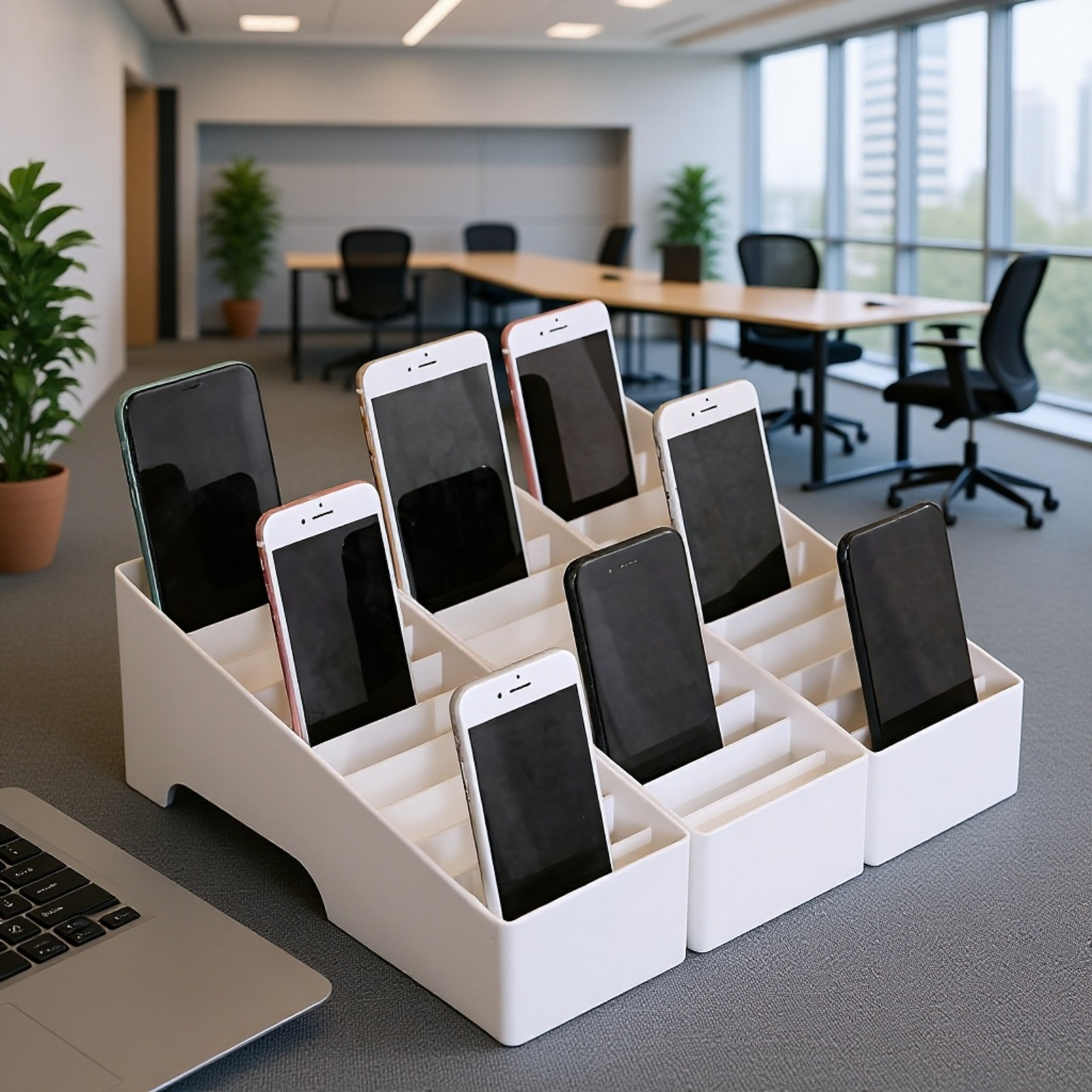 マルチコンパートメント携帯電話収納ボックス、オフィス会議収納ラック、強化ガラススクリーンプロテクター、電話カード収納ボックス