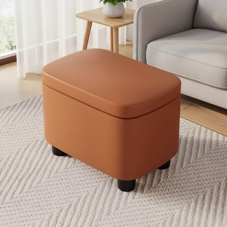 Kleiner Hocker für den Hauseingang, Schuhwechsel-Sofa-Fußhocker aus Leder
