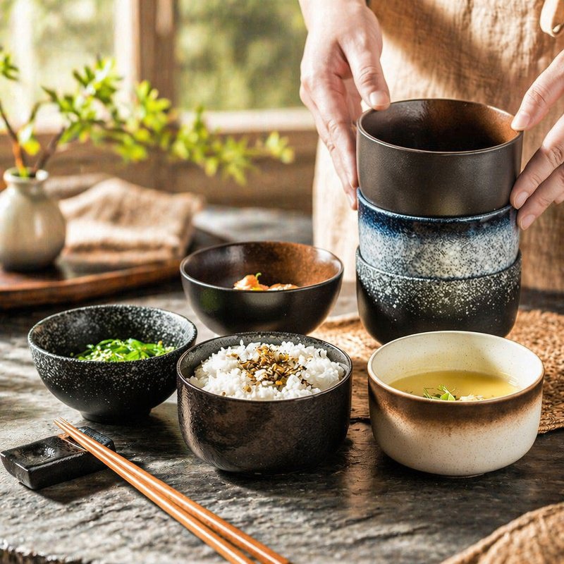 Schlichte japanische Reisschale, kleine Keramikschale für Zuhause, Gewürzschale, Frühstücksschale