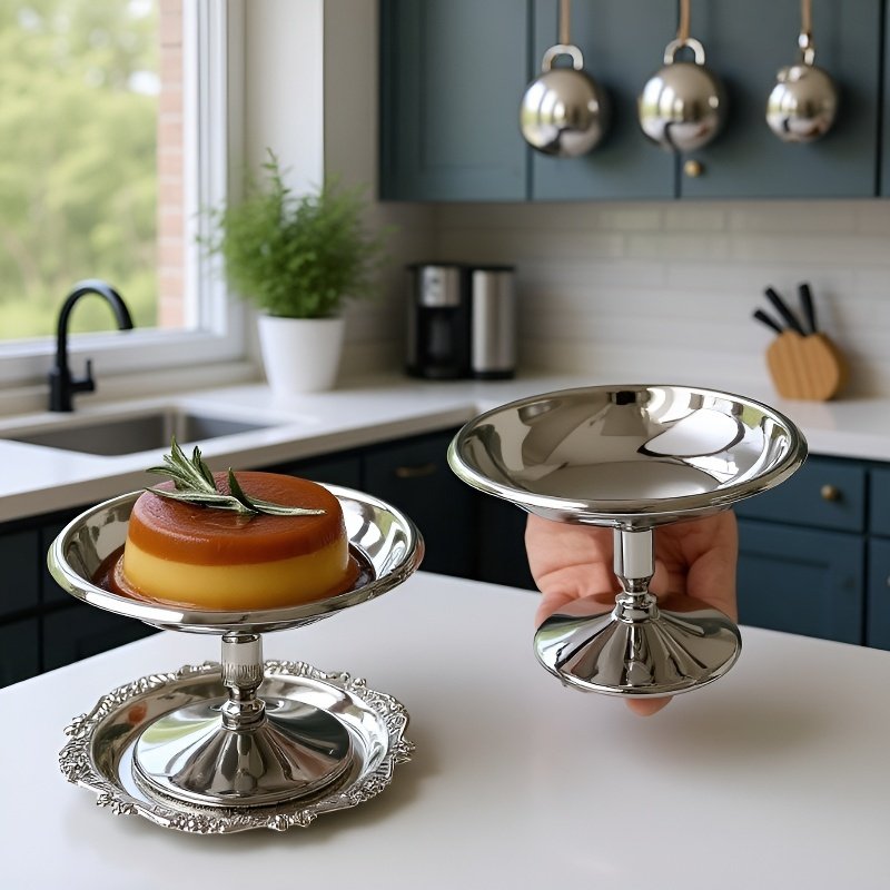 Retro stainless steel dessert cup with stem