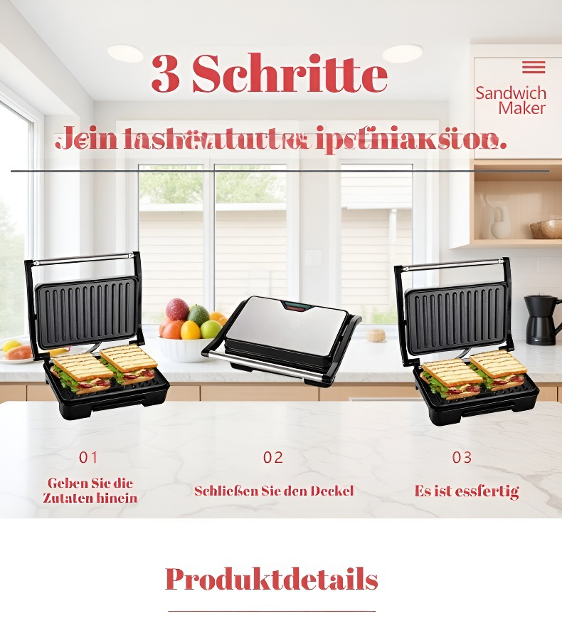 Sandwichmaker mit austauschbaren Platten
