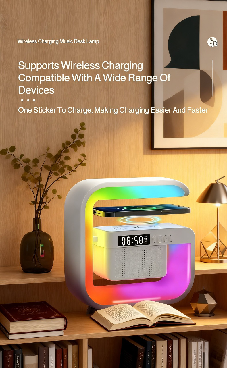 Rechargeable household wireless speaker alarm clock displaying time