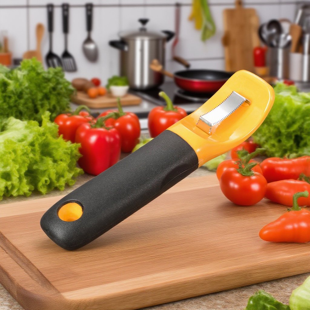 주방에서 옥수수 알 깎기 도구 사용 예시