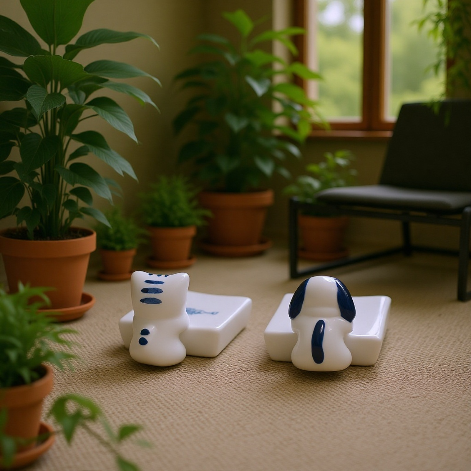 かわいい猫と犬の陶器製箸置き キッチンテーブル食器