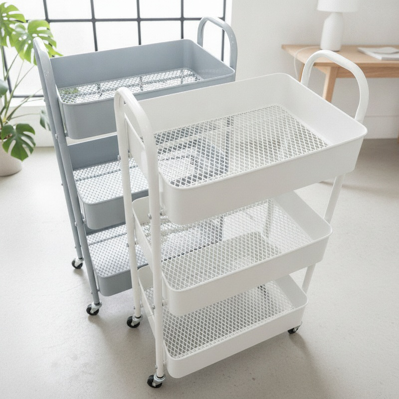 Estantería de almacenamiento multifuncional con ruedas para cocina, libros y frutas
