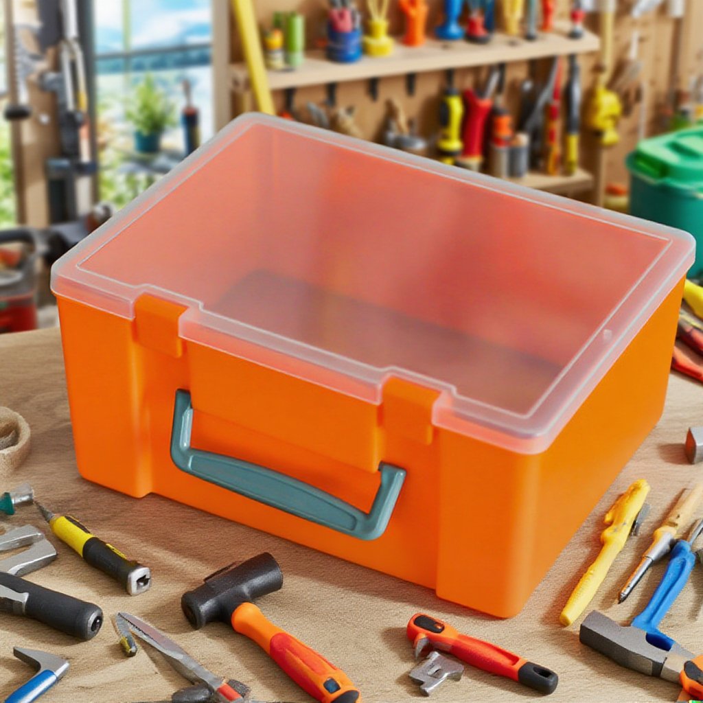 Transparent handheld double-layer thick plastic toolbox
