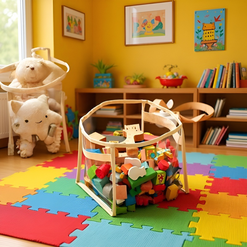 대용량 투명 수납 바구니 장난감 간식 잡동사니 수납 바구니 휴대용 대용량 수납 바구니