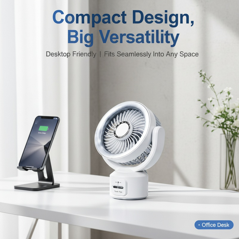 Ultra-Quiet USB Desktop Night Light Mini Fan