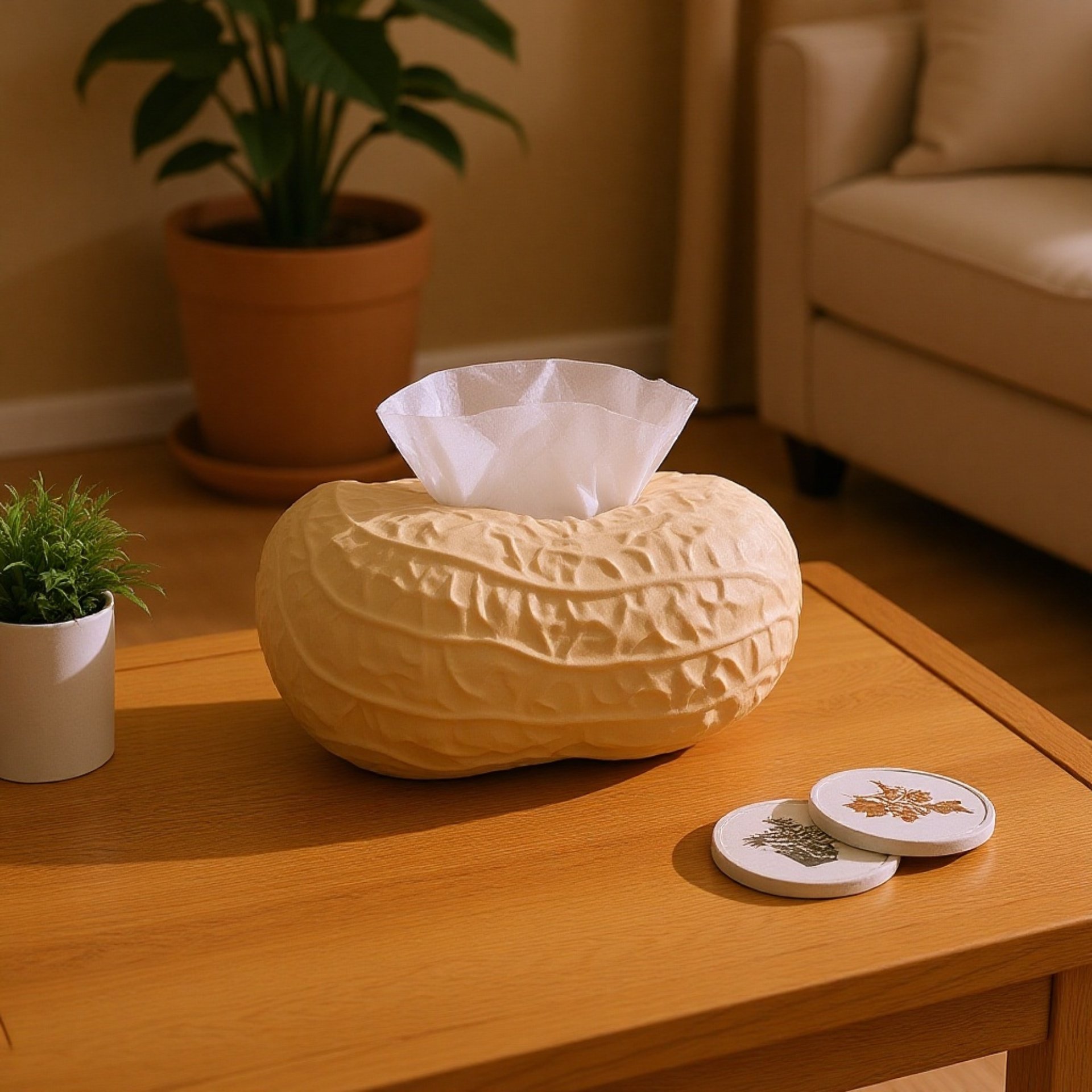 Moderní světle luxusní keramický box na ubrousky s arašídovým vzorem