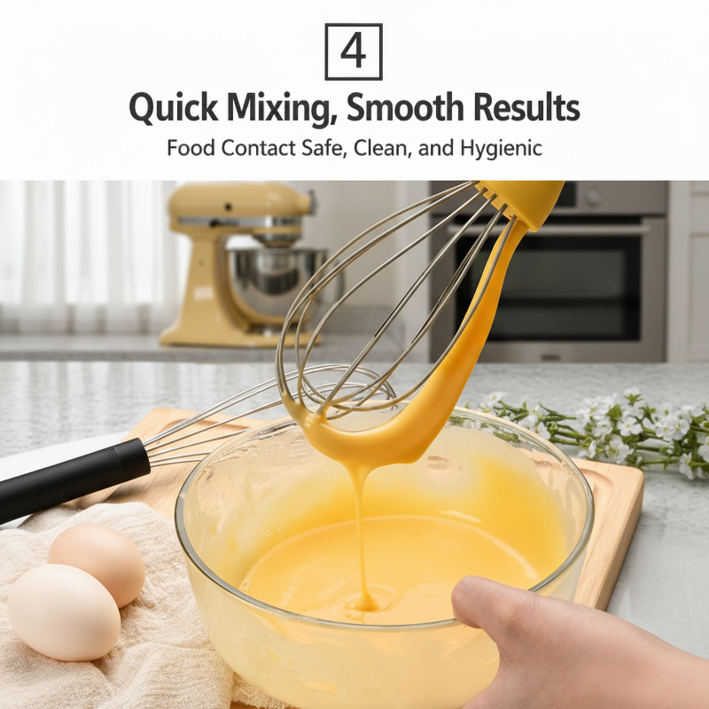 Durable silicone kitchen mixing tool on countertop