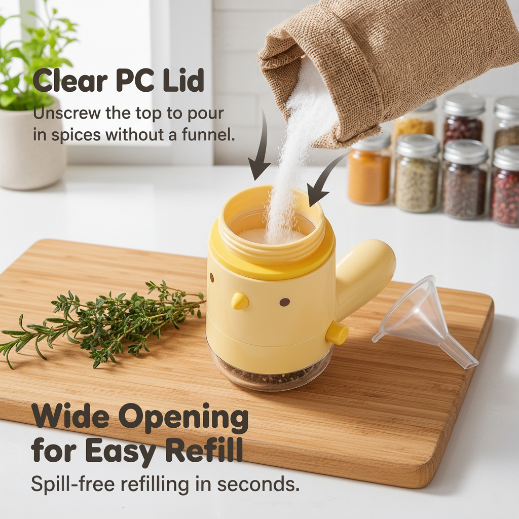 Cartoon-shaped airtight seasoning container with moisture-proof lid