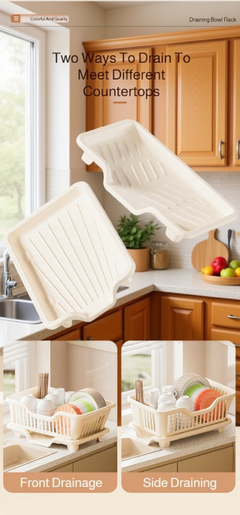 Multi-functional dish drying rack for sink storage