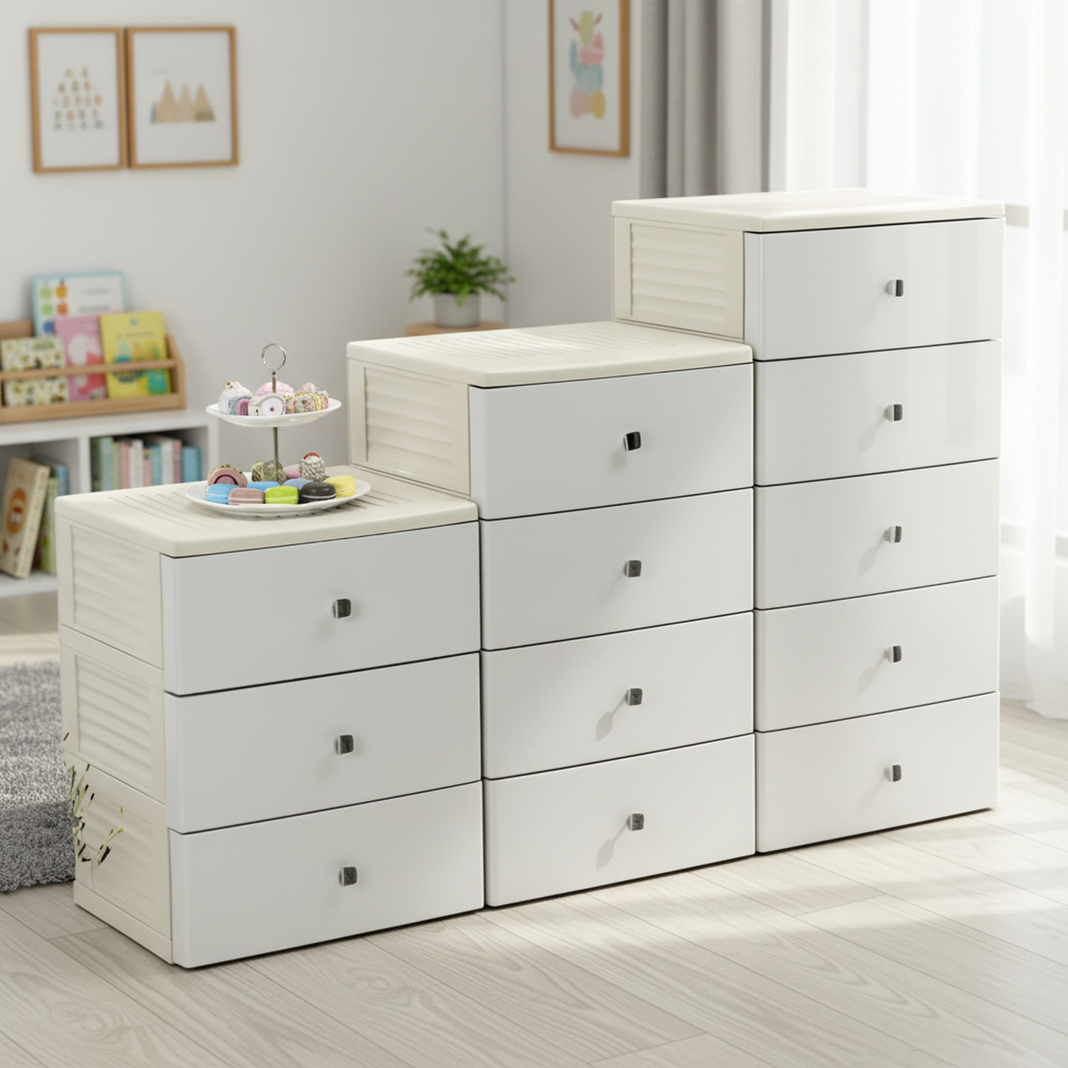 プラスチック製収納キャビネット、家庭用家具整理用品、引き出し式収納ボックス、寮生活必需品。