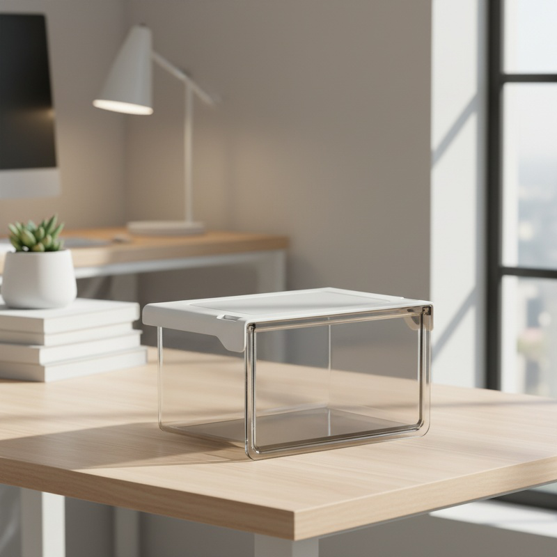 Slim profile under-desk organizer saving workspace