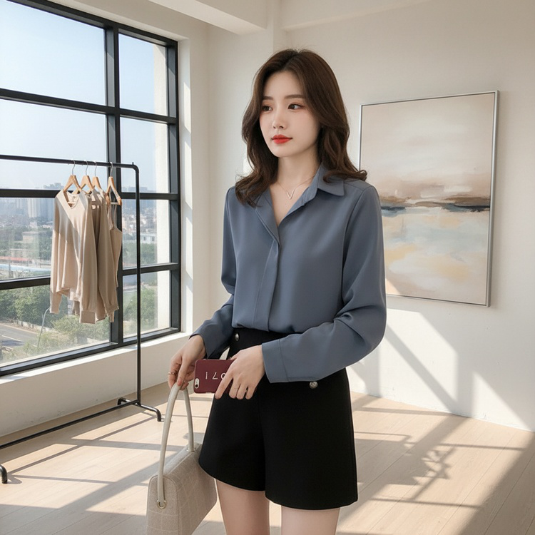 트렌디한 봄 긴팔 셔츠 코디 예시