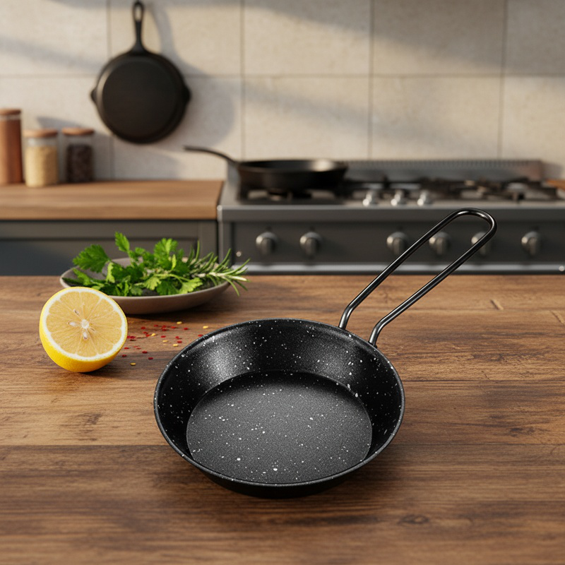 Compact foldable stainless steel pan with nonstick surface