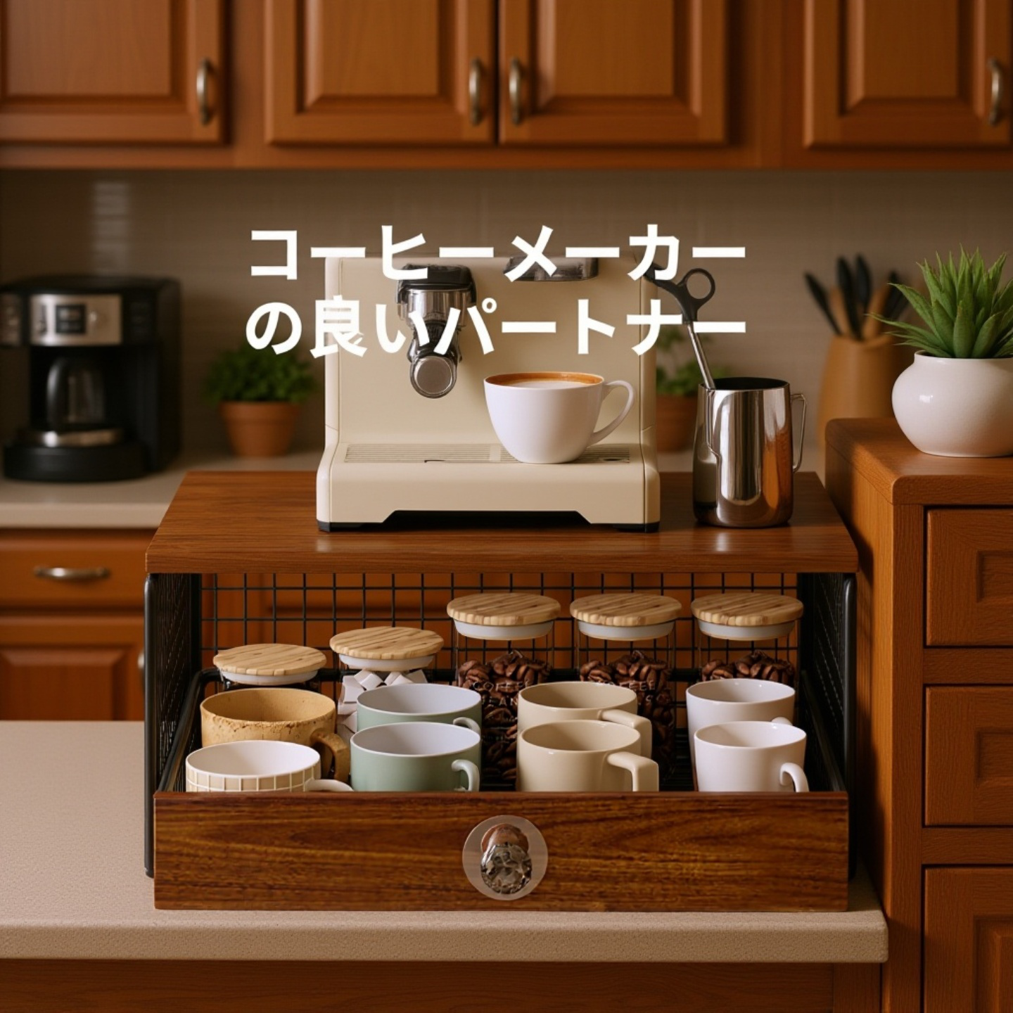 コーヒーマシン用収納ラック 分層式引き出し 組み立て不要