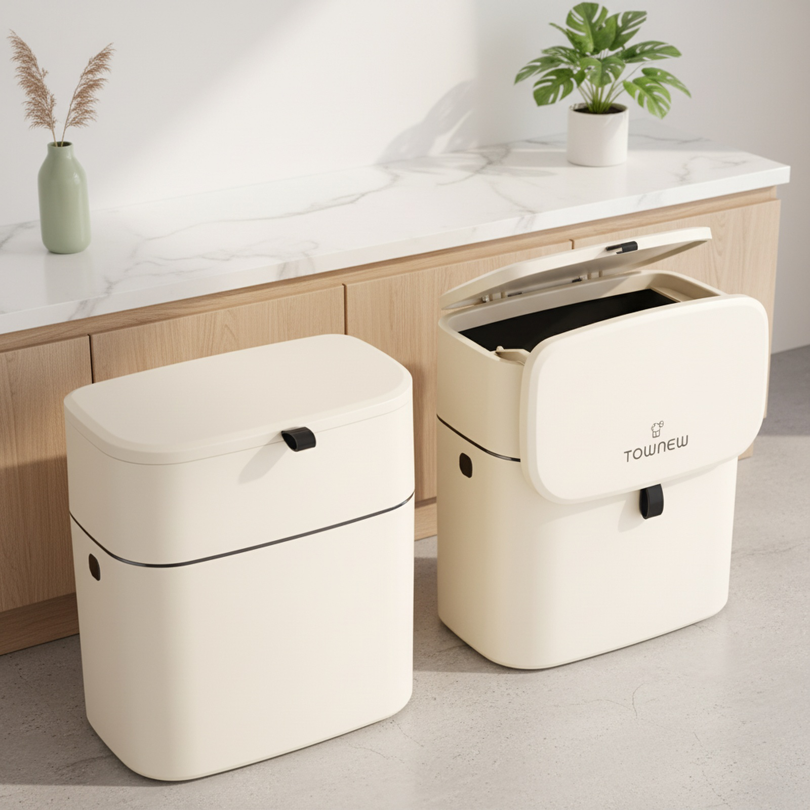 壁掛け式フリップゴミ箱 キッチン・バスルーム用フック式 リビングルーム用ゴミ箱 蓋付き 多目的ゴミ箱 大型四角ゴミ箱