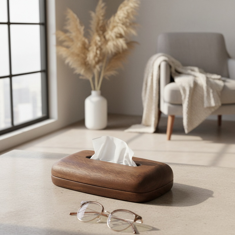 Boîte à mouchoirs multifonction en bois