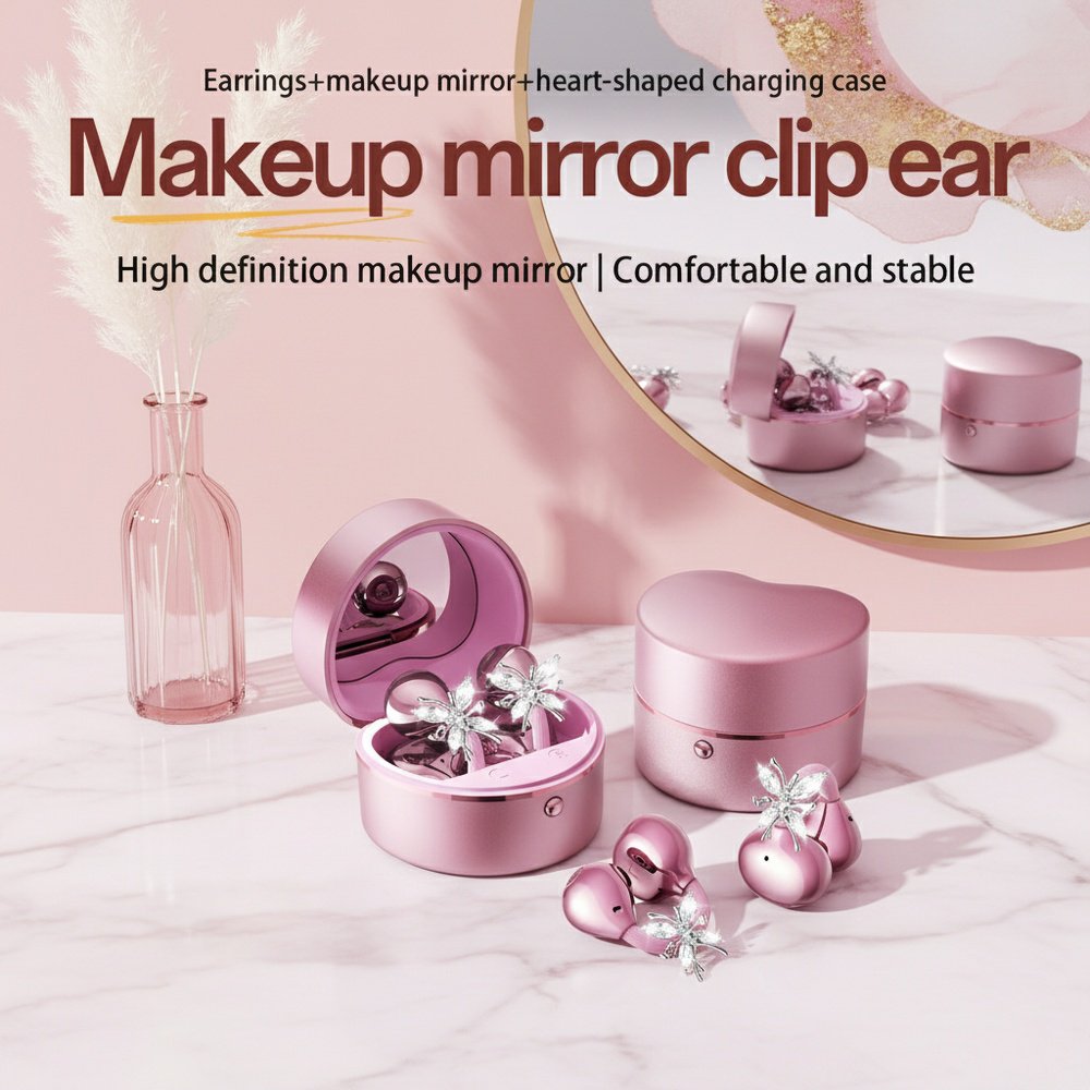Butterfly Mirror Wireless Bluetooth Clip-on Earphone Earrings