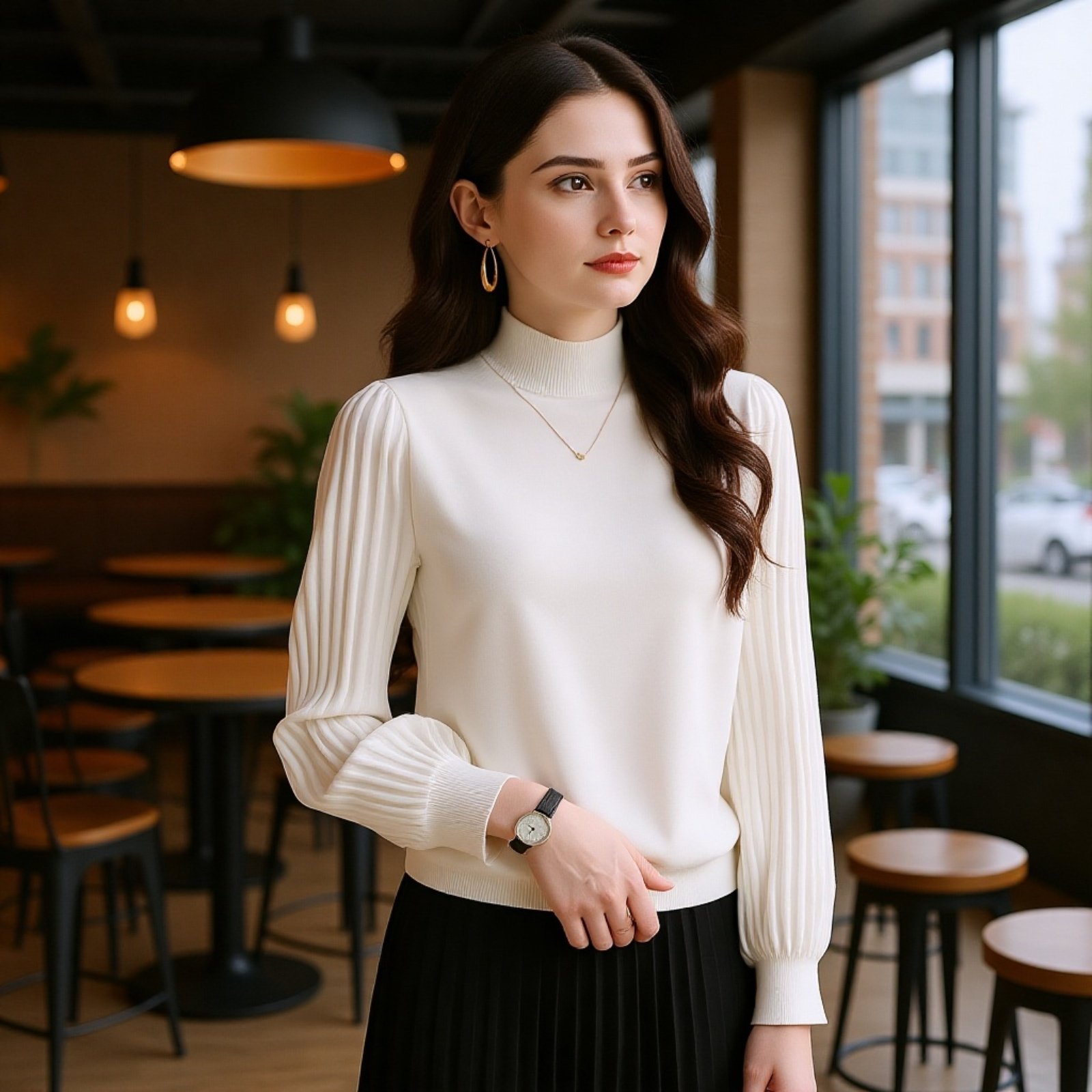 秋冬用エレガントなハイネックニットインナー