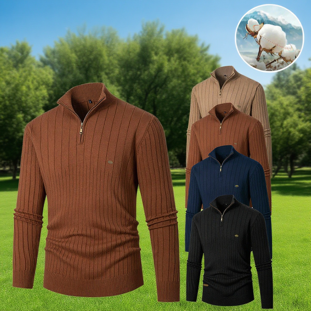 남성 반폴라 집업 니트 전체 이미지