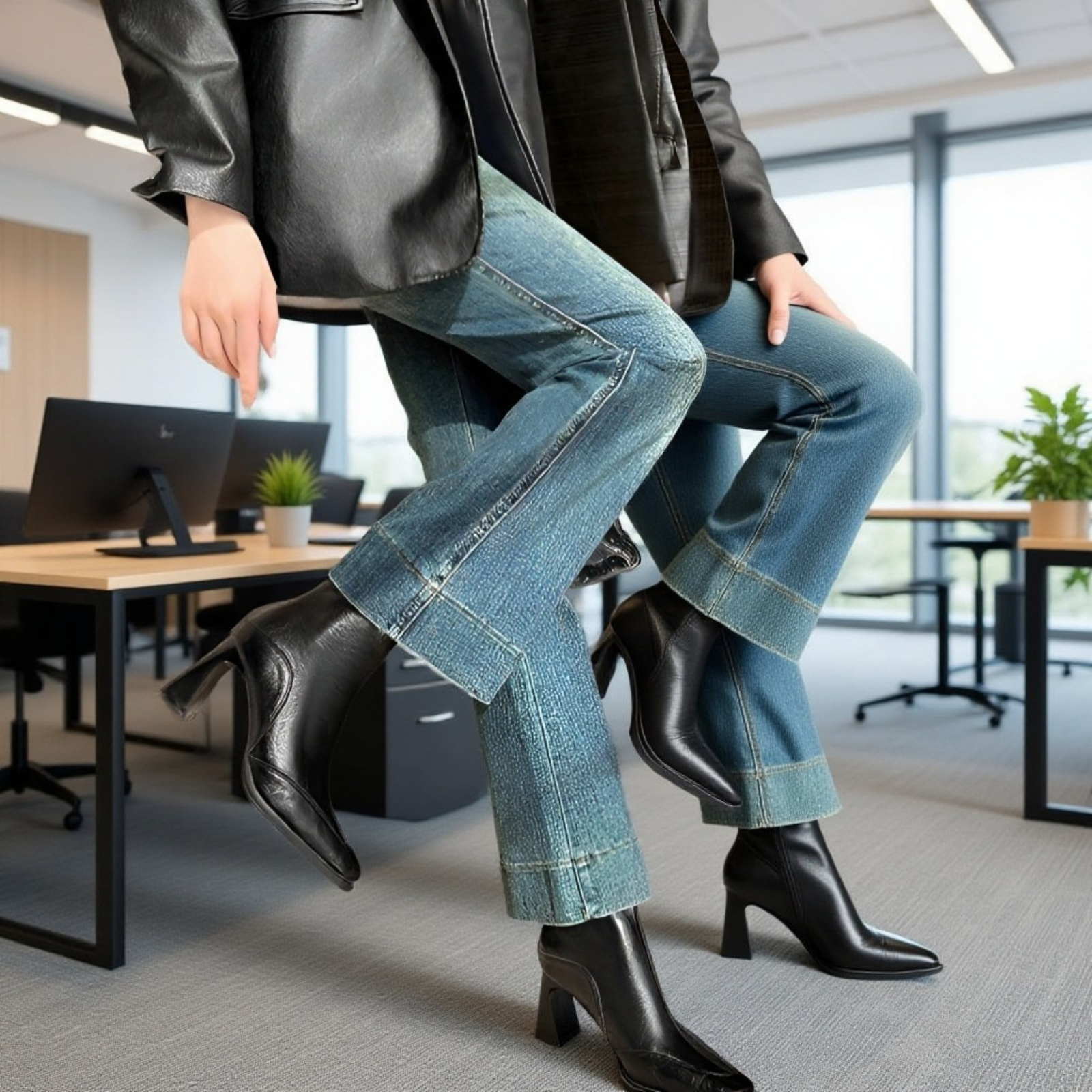 スリムフィットマーチンブーツ後ろ姿