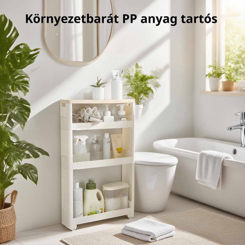 Fürdőszobai rés tároló polc, oldalsó szekrény, WC tároló állvány, padlón álló mosdó tároló polc