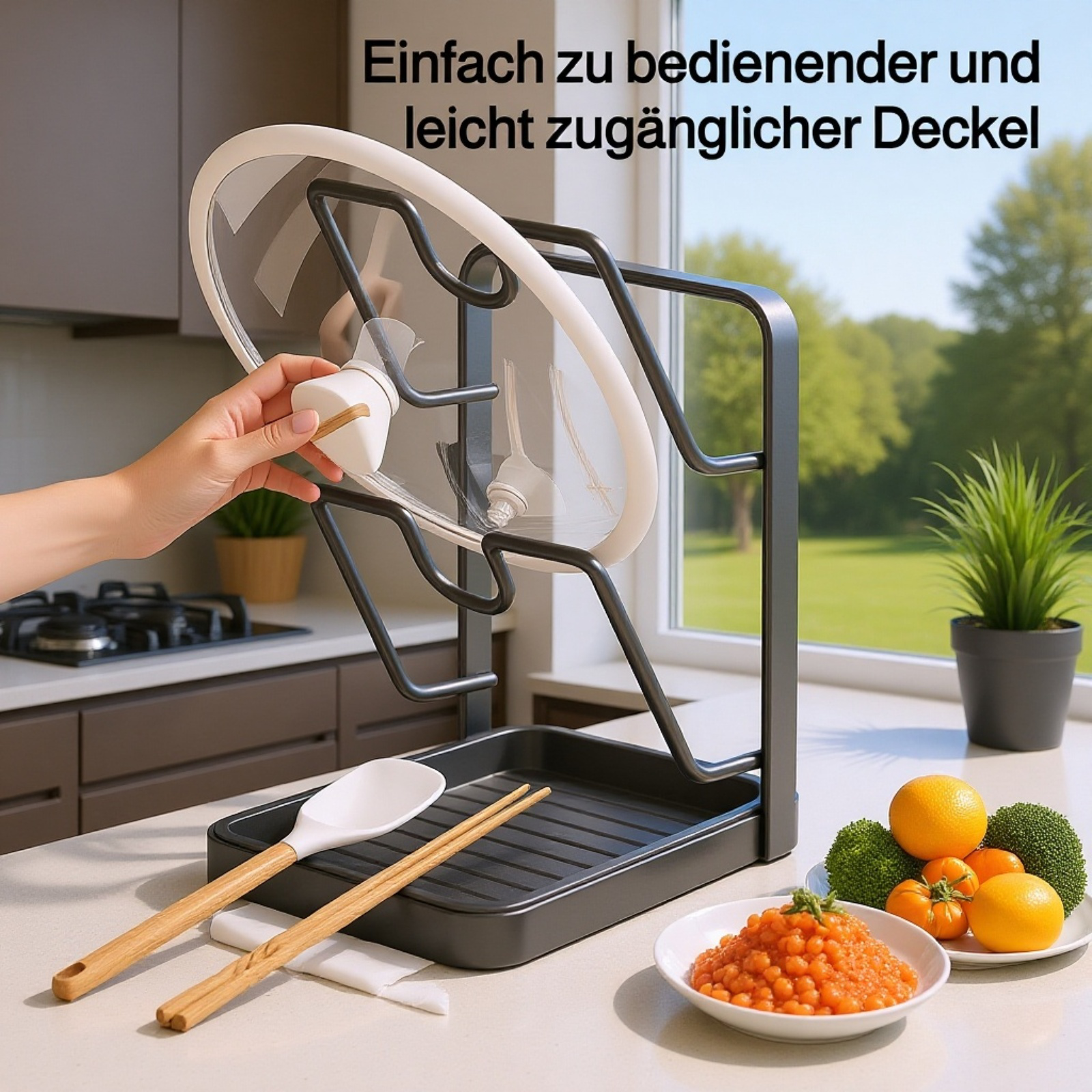Edelstahl Topfdeckelhalter für die Küche, ohne Bohren