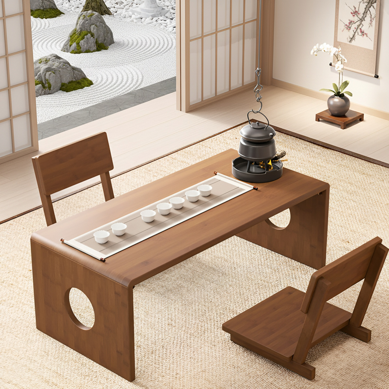 Kleiner Massivholz Tatami Faltbarer Teetisch Kang Tisch für Schlafzimmer