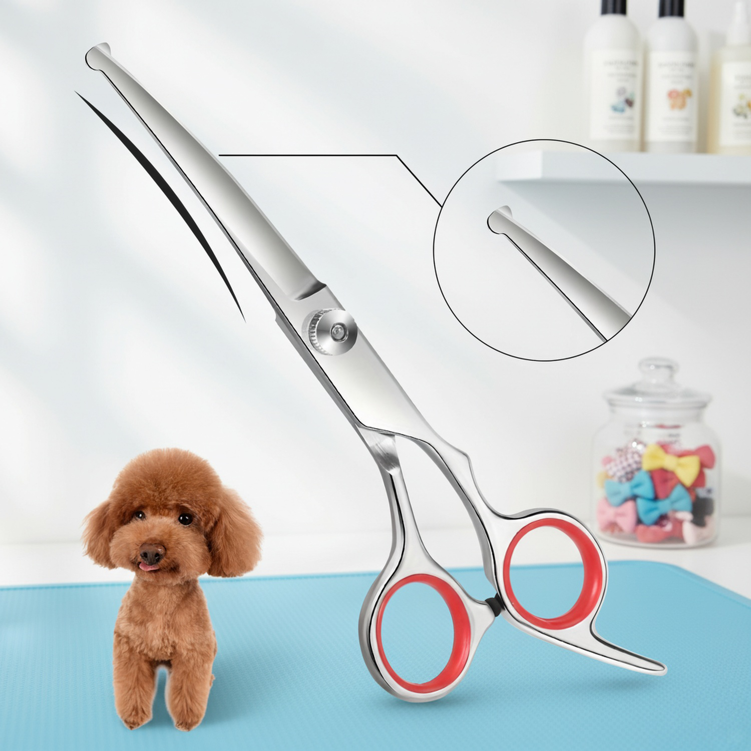 Sichere Haustier-Schere mit runder Spitze – ideal für das Fellstyling Ihres Lieblings