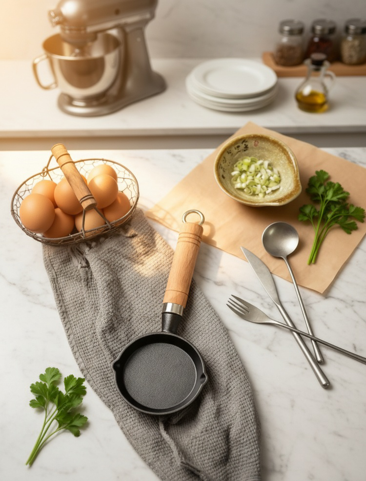 Compact frying pan for oil-based dishes