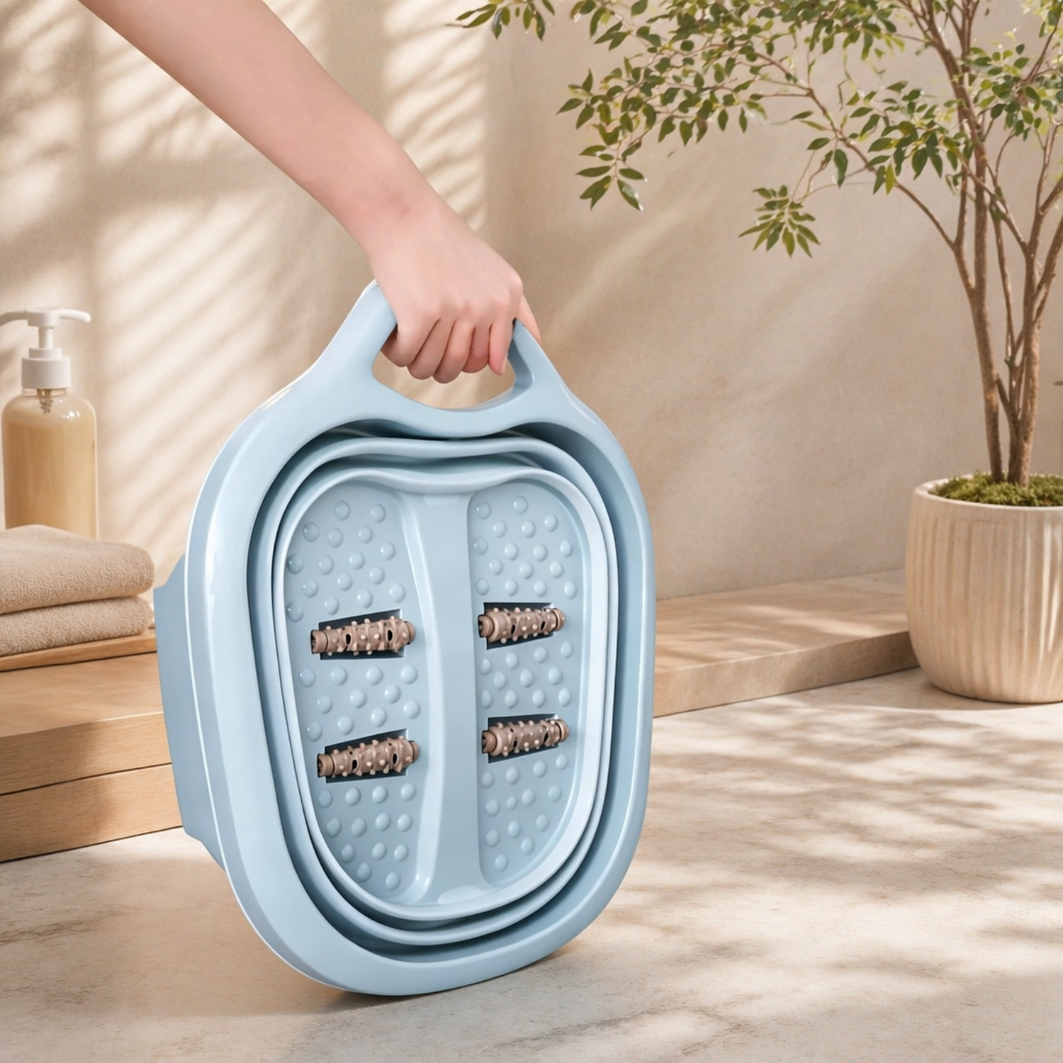 Cubeta plegable para spa de pies en casa