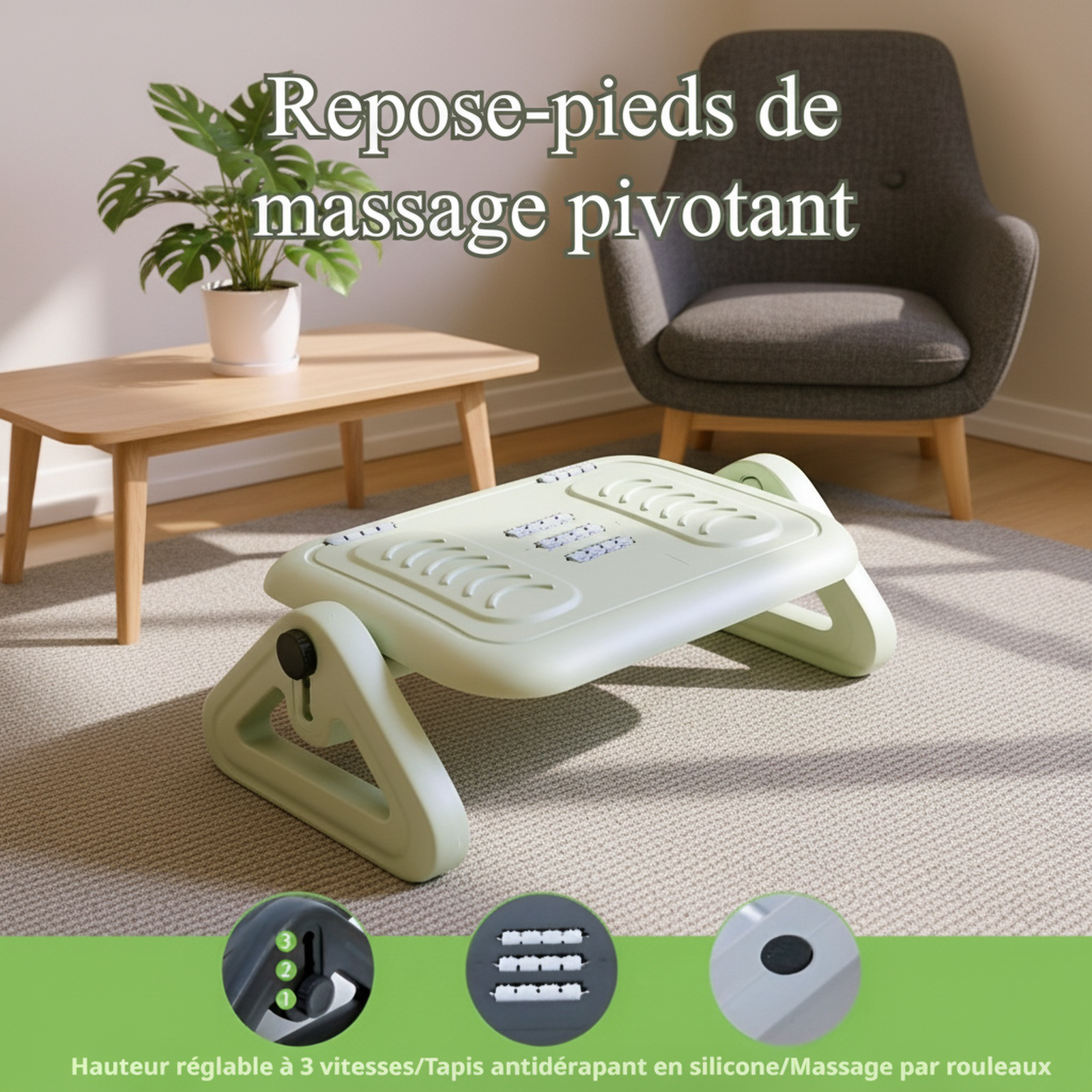 Tabouret repose-pieds massant réglable