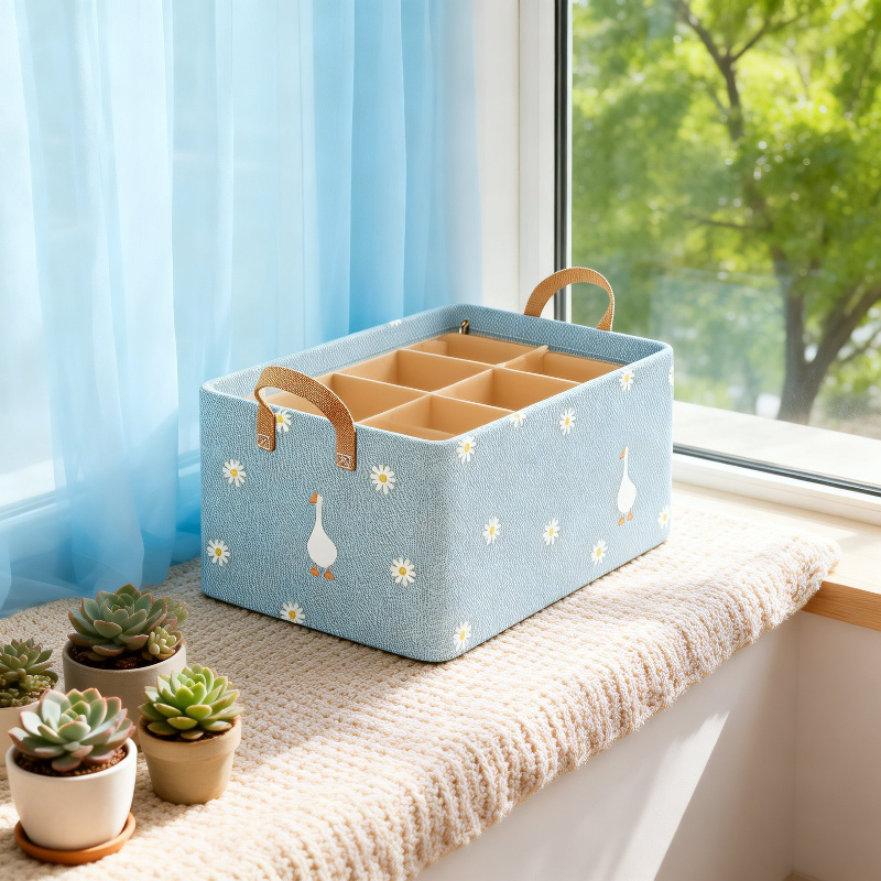 Collapsible fabric clothes storage drawer cabinet in modern bedroom