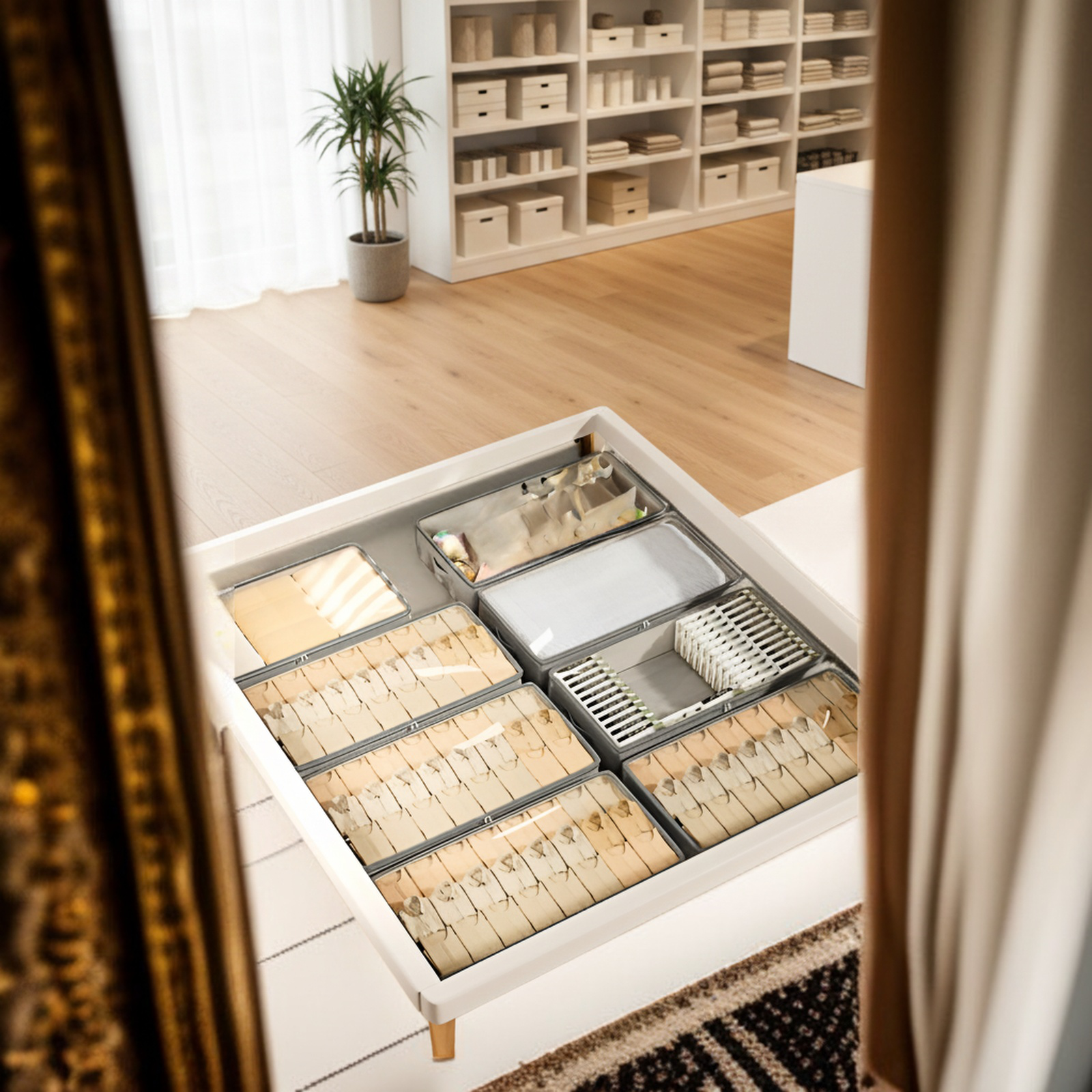 Organizador práctico para dormitorio debajo de la cama