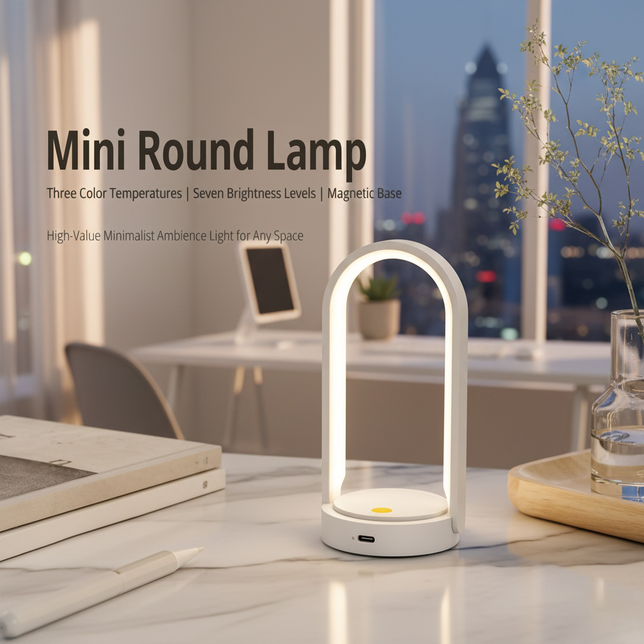 1200mAh rechargeable desk lamp in white
