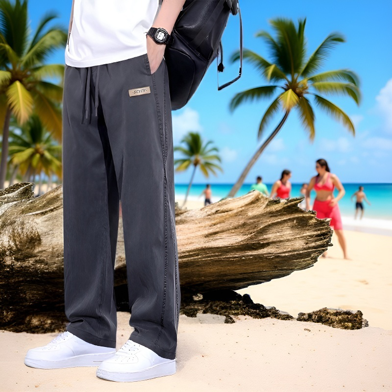 メンズワイドレッグストレートアイスシルクジーンズ