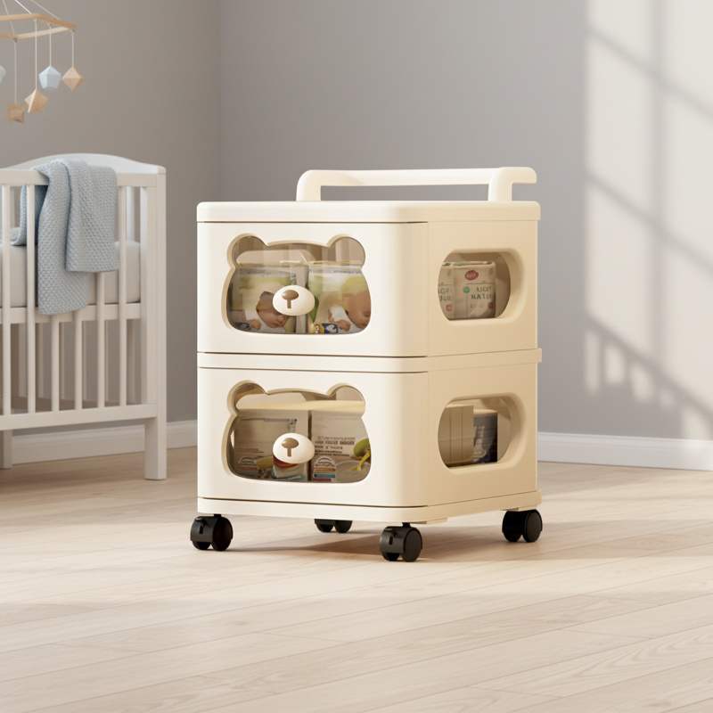 Durable household storage solution for kids' rooms
