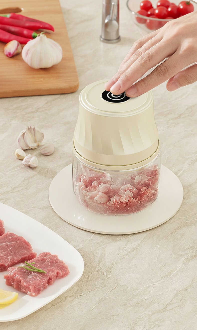 Easy to use garlic mincer and meat grinder