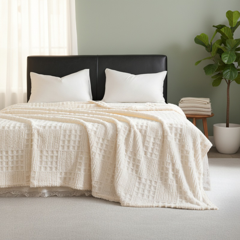 Warm Thickened Knitted Plush Padded Blanket Cover