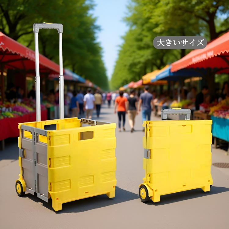 Chariot de courses pliable en plastique vue de face