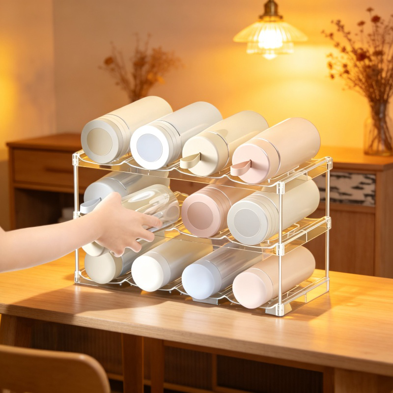 Soporte transparente multifuncional para vasos de agua domésticos