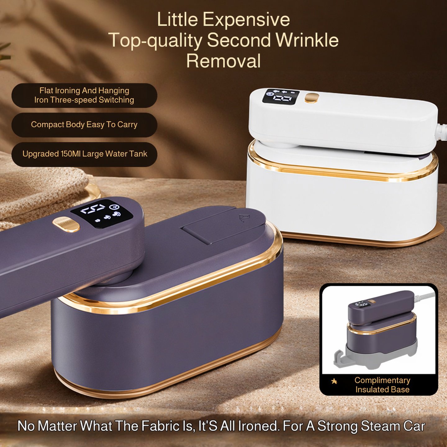 Three-Speed Digital Display Mini Household Iron, Portable Foldable Garment Steamer