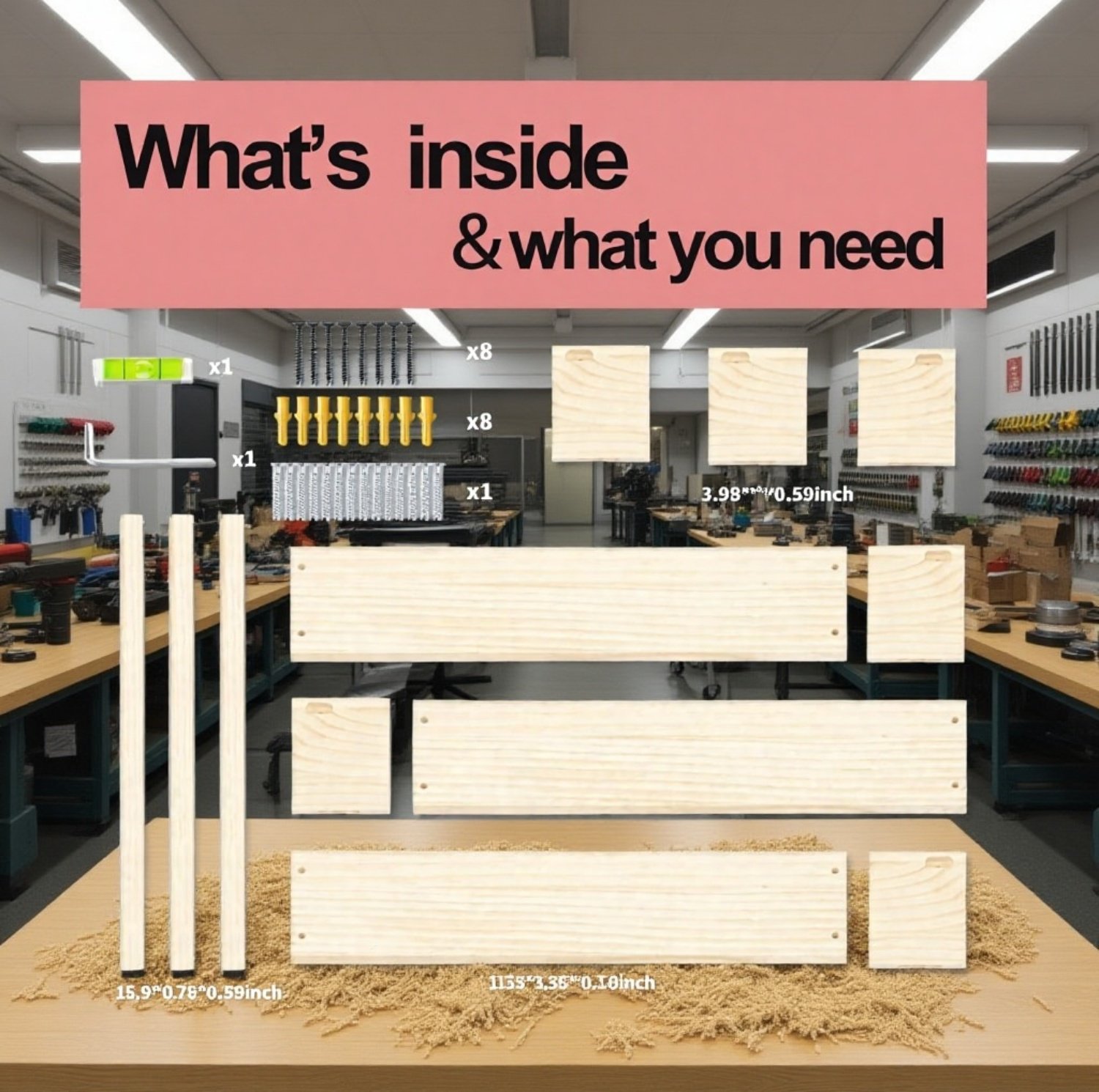 天然木製壁掛け収納棚 キッチン調味料ラック